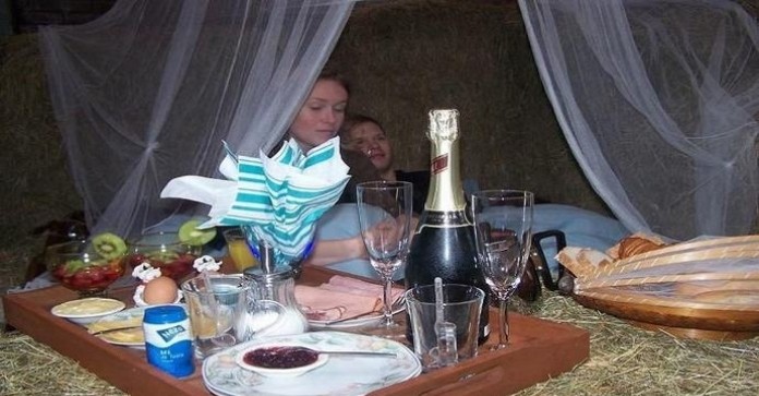 Bed tussen hooi en kalveren