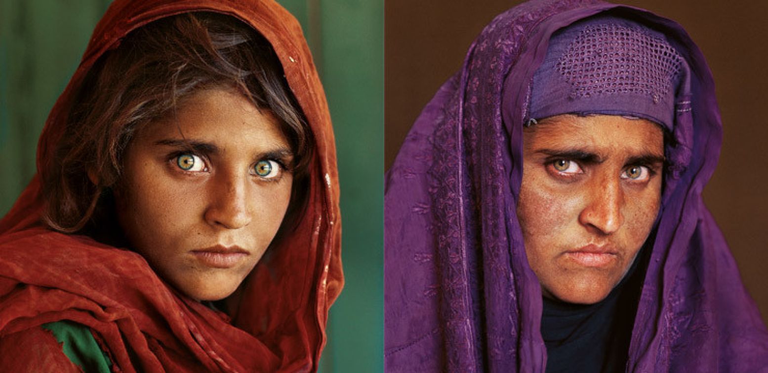 Afghaans meisje 1 (1984) en Afghaanse meisje 2 (2002), Steve McCurry.