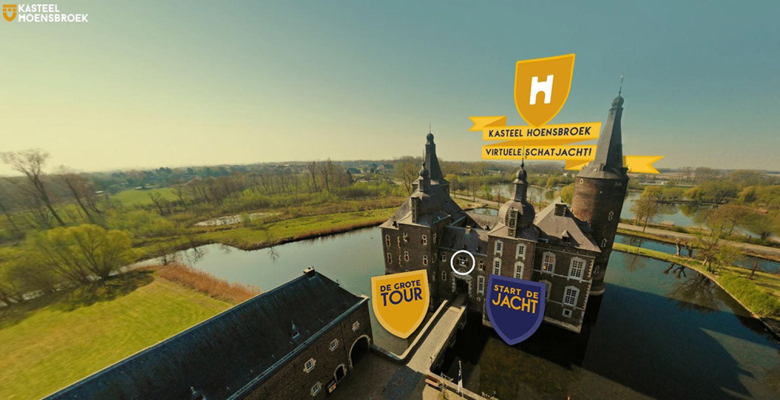 Start een online tour door Kasteel Hoensbroek of ga op schattenjacht. Foto: schermafbeelding virtueel Museum Hoensbroek
