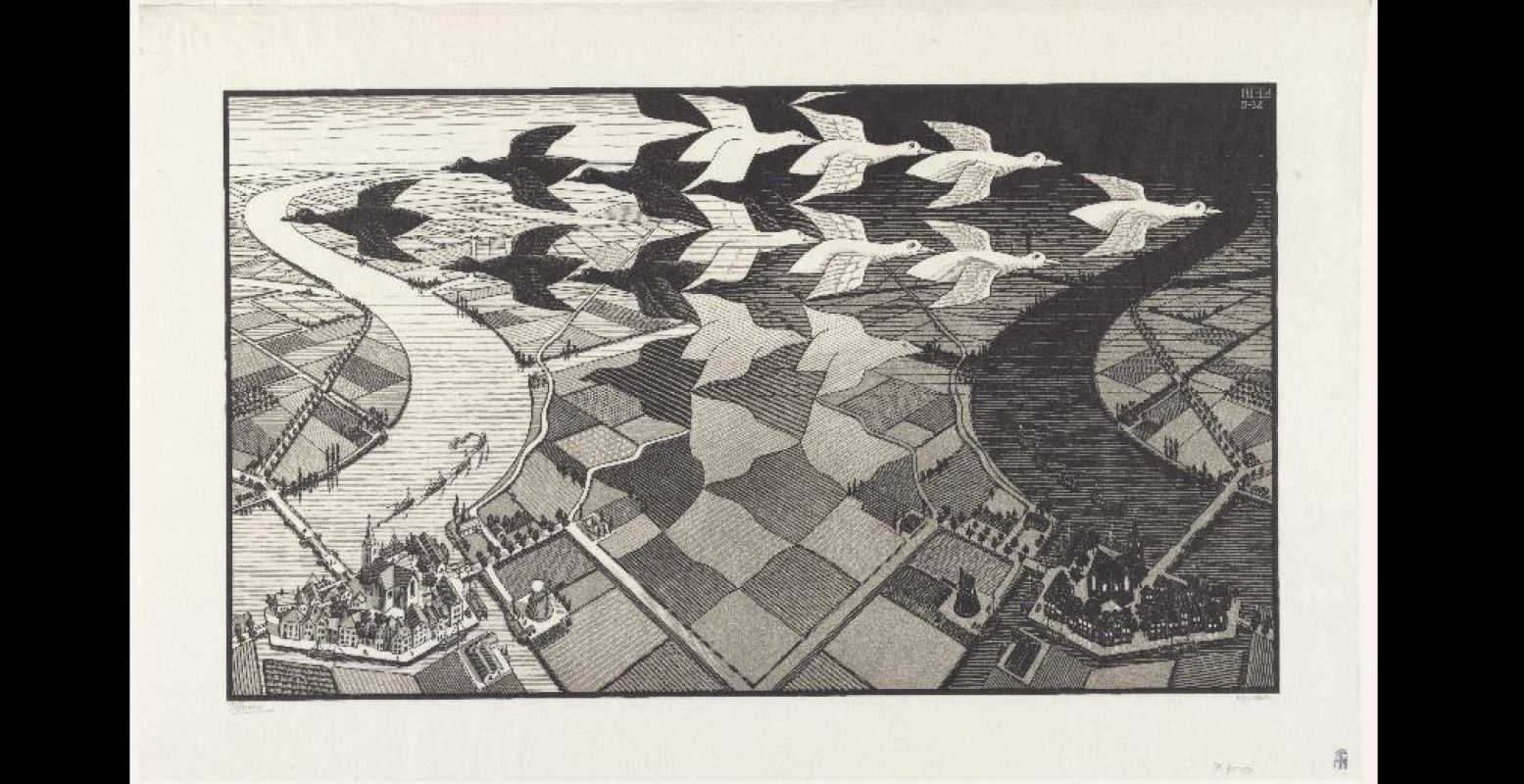 Foto: M.C. Escher's "Dag en Nacht" (1938) © the M.C. Escher Company B.V. All rights reserved. www.mcescher.com