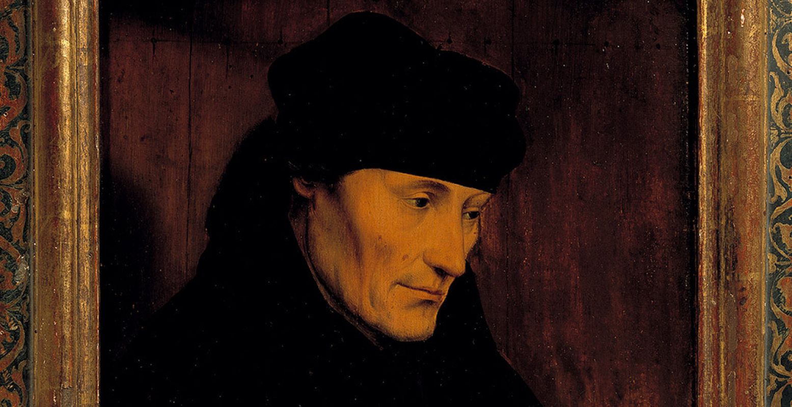 Kopie naar Quinten (I) Massijs, deel van het portret van Desiderius Erasmus, 1550-1599. Erasmus was één van de leerlingen van Adrianus. Foto: Museum Catharijneconvent