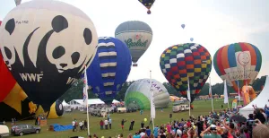 Een lucht vol ballonnen tijdens Friese Ballonfeesten 2015