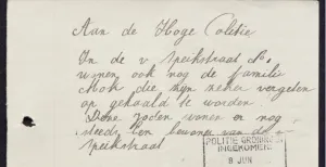En tâch staat de Martini: Groninger Museum viert 75 jaar bevrijding Verradersbrief uit de Van Speijkstraat, Collectie Groninger Archieven. Foto: Groninger Archieven.