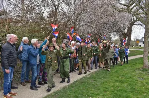 Historische bevrijdingstocht Bodegraven 5 mei Oefenen voor 5 mei. Foto: Chris Meijer