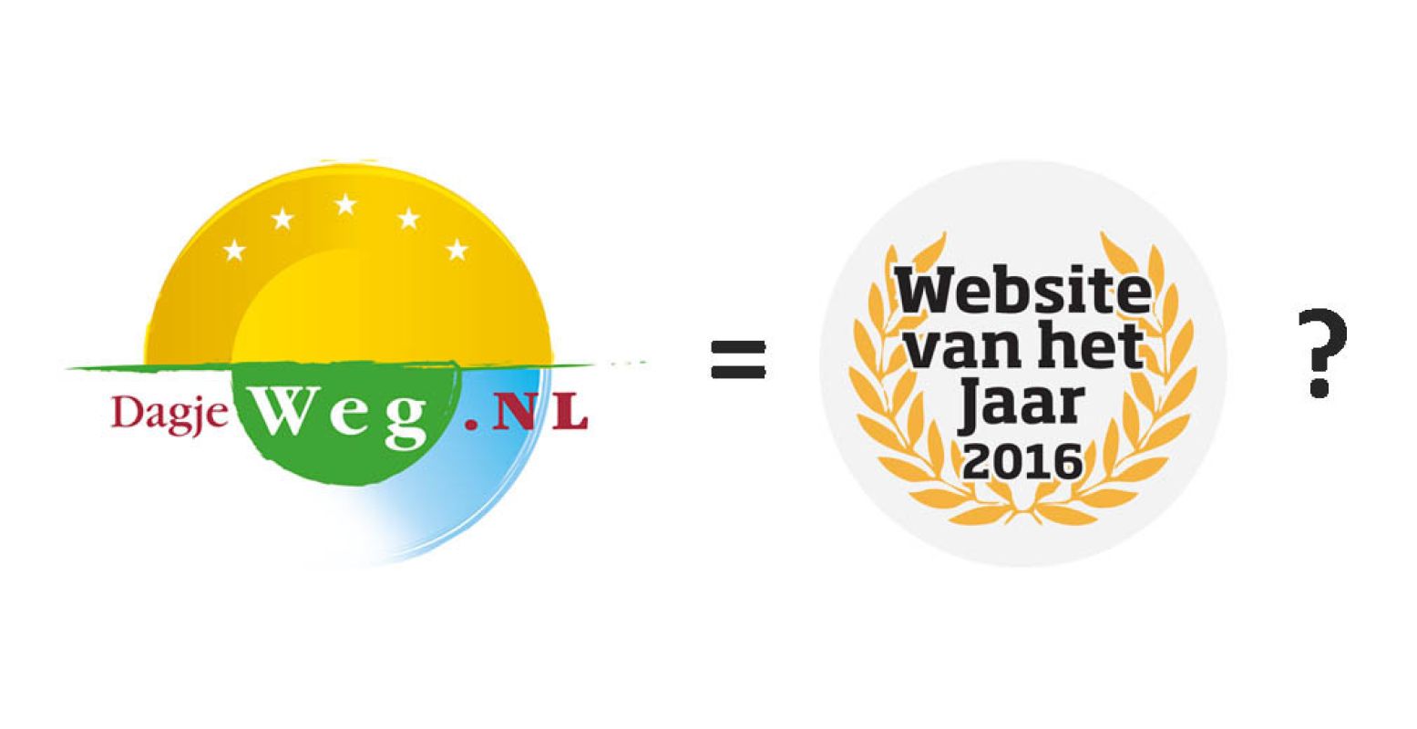 DagjeWeg.NL is genomineerd voor Website van het Jaar 2016 in de categorie Vrije Tijd.