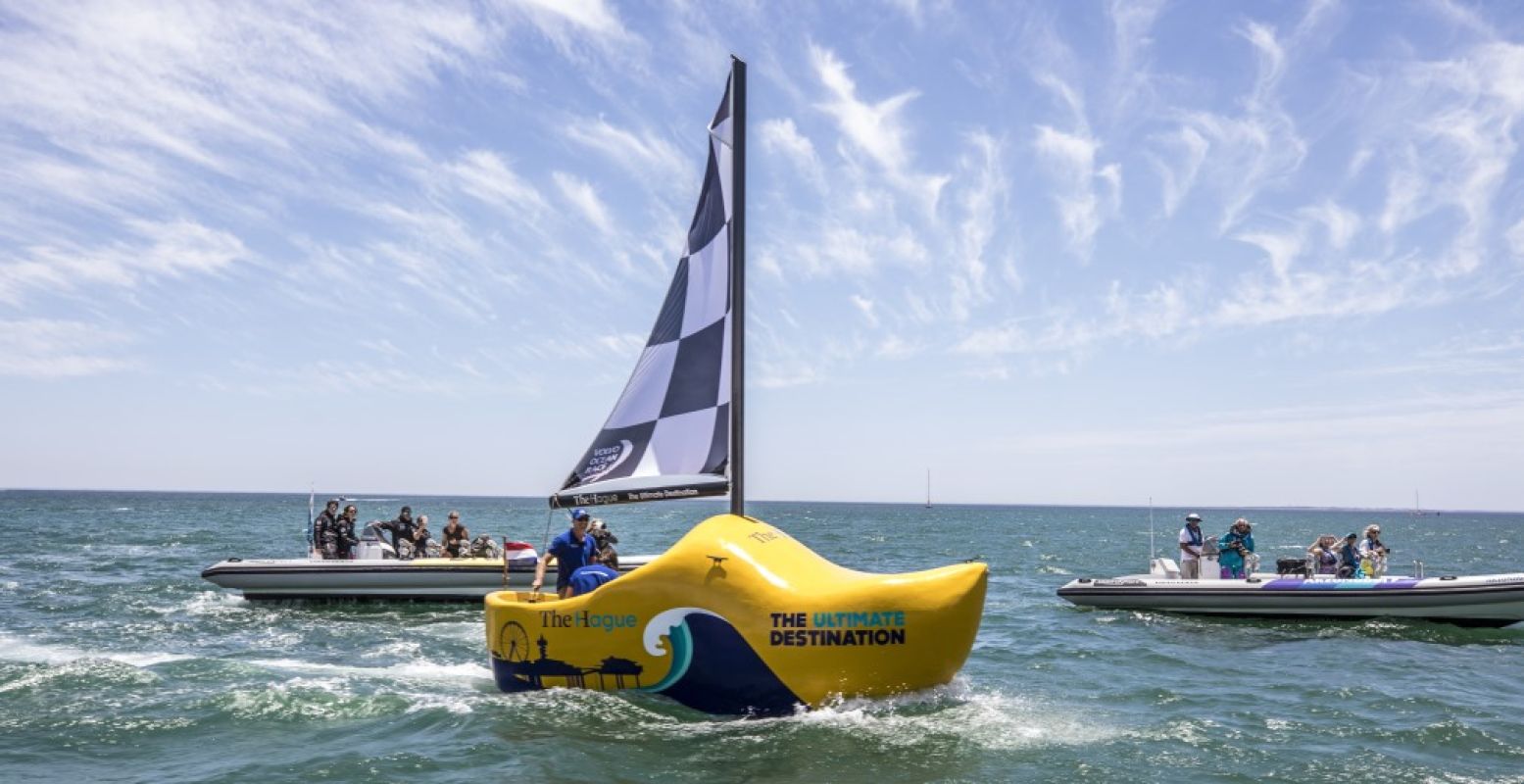 De finish van de Volvo Ocean Race is in Scheveningen. Foto: Volvo Ocean Race The Hague