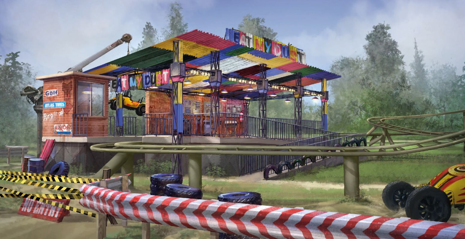 De gave nieuwe familieachtbaan Eat my Dust. Foto: Walibi Holland