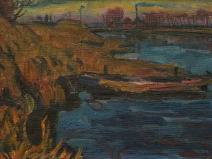 Johan Dijkstra, Langs het water (Fraamklap bij Warffum) , collectie Jos Louwers. Foto: Museum Johan Dijkstra, Langs het water (Fraamklap bij Warffum) , collectie Jos Louwers. Foto: Museum