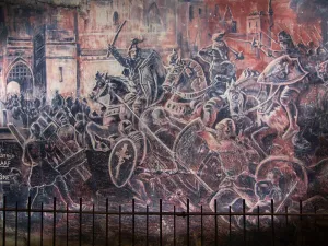 Imposante muurschilderingen in de Fluweelengrot. Foto: Kasteelruïne & Fluweelengrot Valkenburg