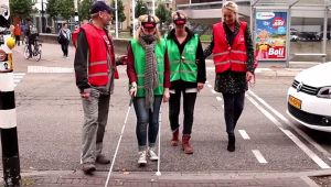 Over de foto: Voor blinden en slechtzienden vormt ieder stoplicht een uitdaging. Voor blinden en slechtzienden vormt ieder stoplicht een uitdaging.