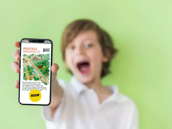 Volg de Birdroute op je telefoon, met veel extra opdrachten. Foto: House of Birds