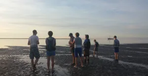 Stappen op Werelderfgoed Waddenzee Met een gids over de bodem van de Waddenzee. Foto: DagjeWeg.NL © Mathilde van Ravensberg