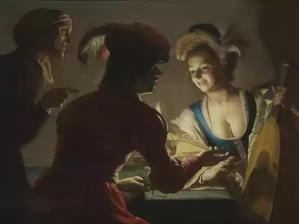 Gerard van Honthorst - In alles anders dan Rembrandt Van Honthorst, De Koppelaarster, 1625, © Collectie Centraal Museum Utrecht. Foto: Adriaan van Dam