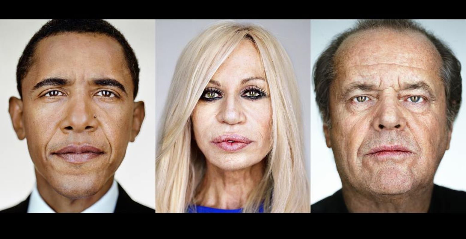 Barack Obama (2004), Donatella Versace (2010) en Jack Nicholson (2002). Foto: Nederlands Fotomuseum © Archival Pigment Print, Martin Schoeller