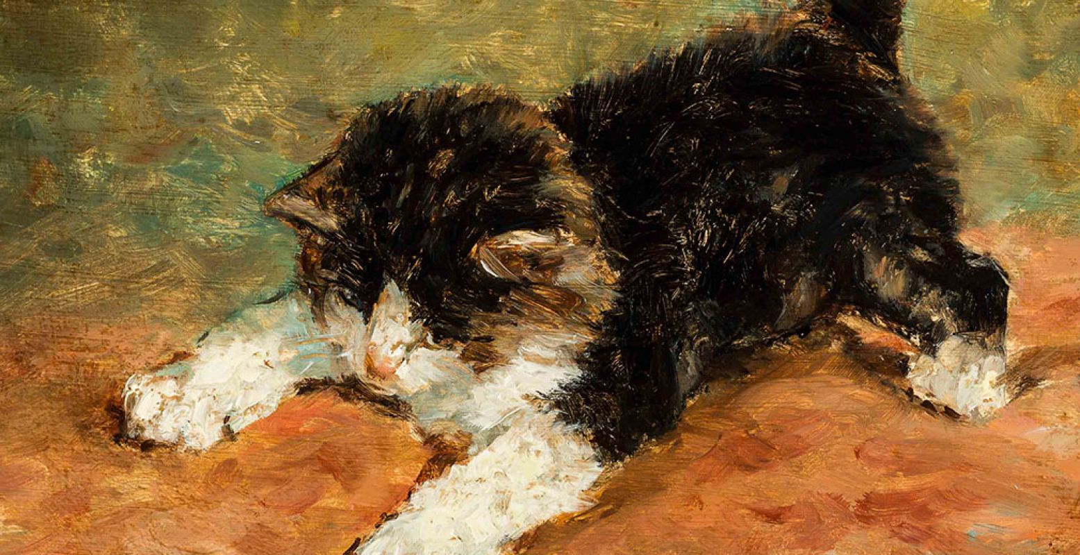 De kleinste vriend, 1891, Henriëtte Ronner-Knip, particuliere collectie. Foto: Stedelijk Museum Vianen. De afbeelding is bijgesneden voor gebruik op DagjeWeg.NL.