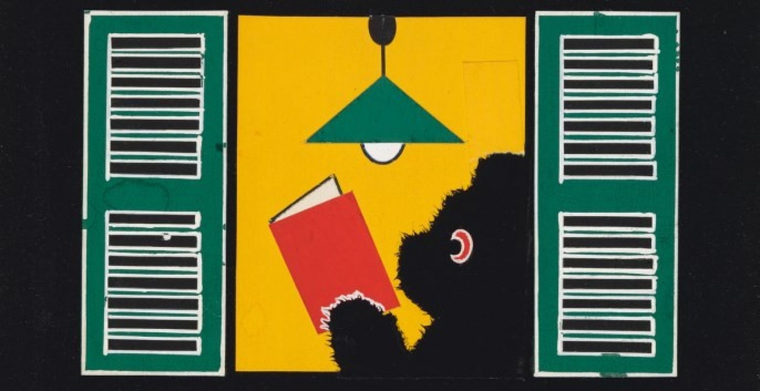 Blijf 's lekker thuis met een Zwart Beertje! Illustratie van Dick Bruna uit 1963, copyright Mercis bv