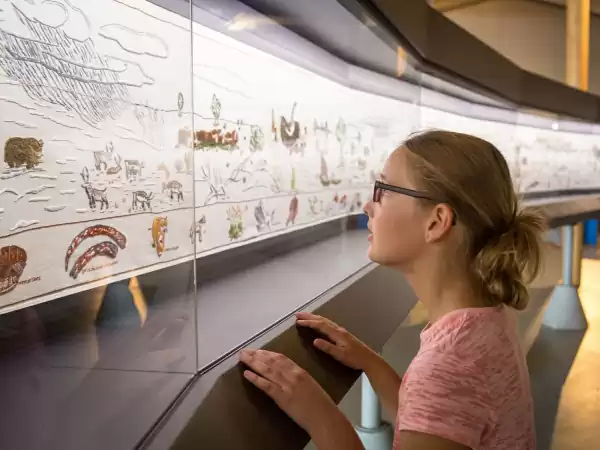 Loop langs de zestig meter lange Flevowand. Foto: Museum Batavialand