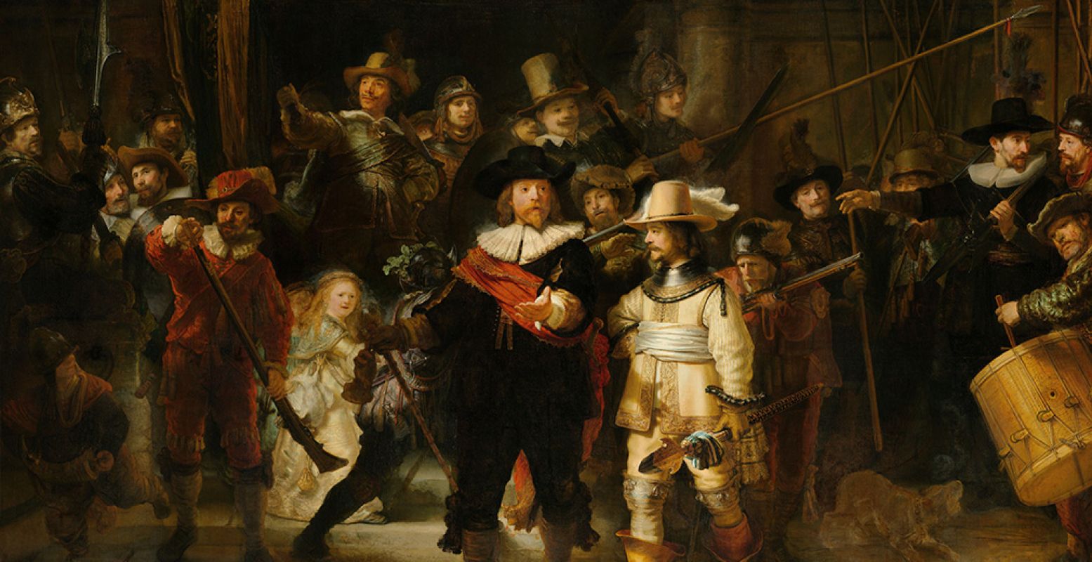 Bekijk vanaf juli de live restauratie van de Nachtwacht in het Rijks. Beeld: Rembrandt Harmensz. van Rijn, Schutters van wijk II onder leiding van kapitein Frans Banninck Cocq, bekend als de 'Nachtwacht', 1642. Rijksmuseum, Amsterdam. Bruikleen van de gemeente Amsterdam. Foto: Rijksmuseum.