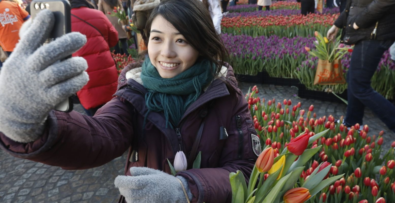 Kom gratis tulpen plukken op de Dam in Amsterdam. Het sympathieke event trekt jaarlijks duizenden mensen van over de hele wereld. Foto: Tulpentijd.nl/VidiPhoto.