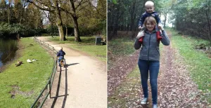 Assen: de favorieten van Anja Links: Anja's zoontje in het Asserbos. Rechts: Anja met haar zoontje in het Asserbos. Foto's: Anja.