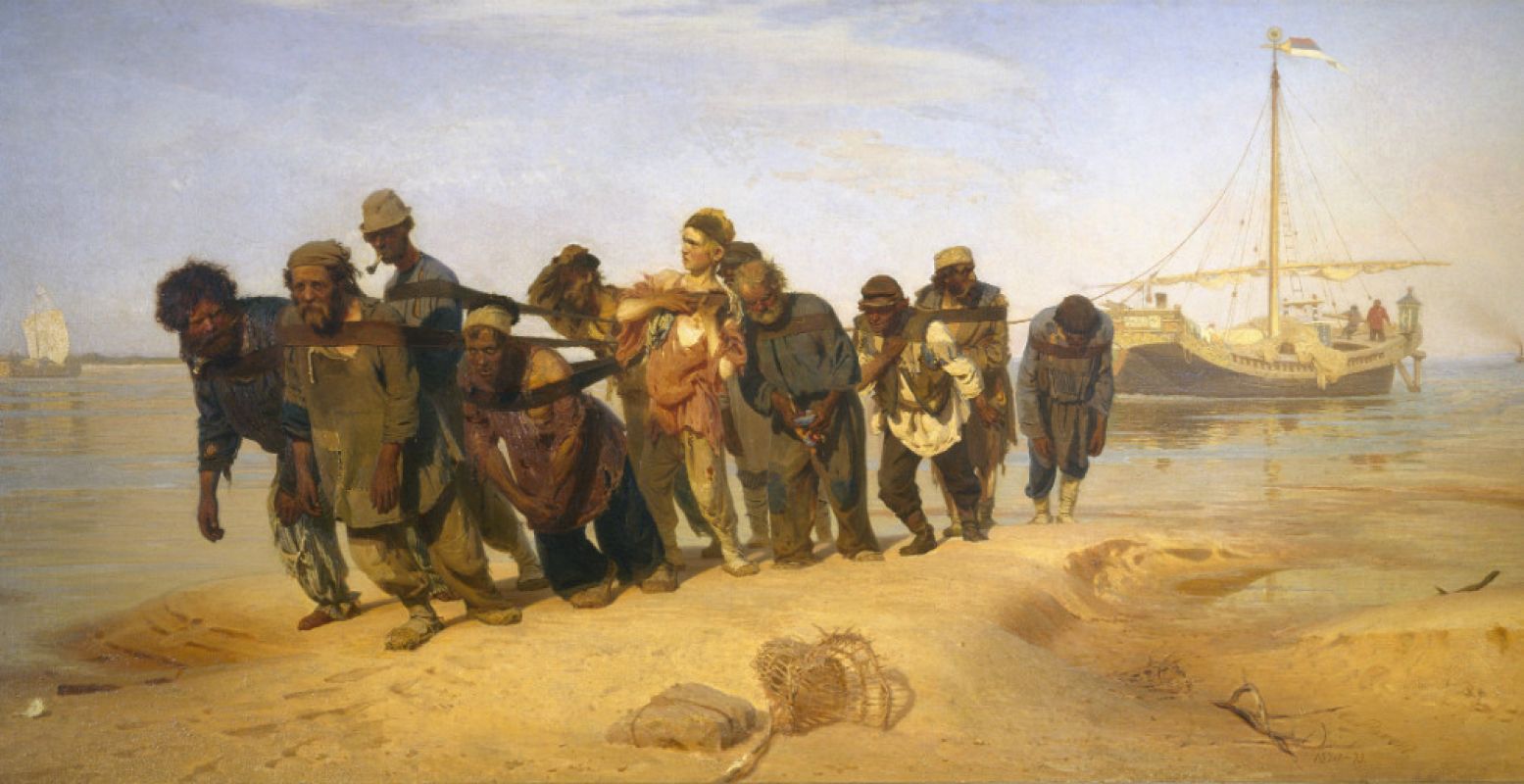 Ilya Repin (1844-1930), Wolgaslepers, 1870-1873, olieverf op doek, collectie Staats Russisch Museum, St. Petersburg.