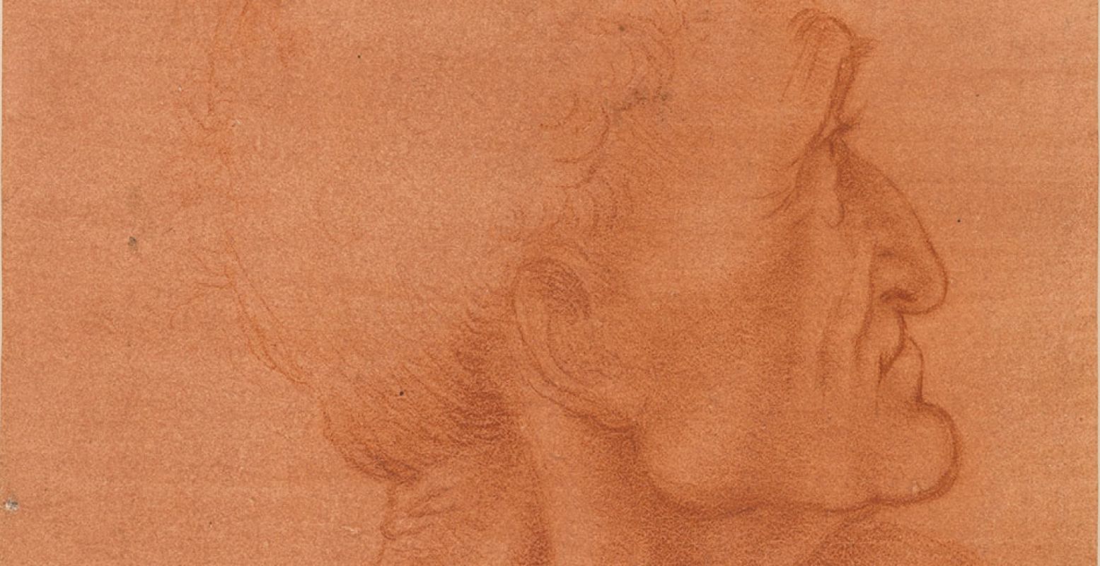 Een deel van Da Vinci's studie voor het hoofd van Judas, voor Het Laatste Avondmaal, ca. 1494. Gecropt voor gebruik op DagjeWeg.NL. Foto: Schets uit de Royal Collection Trust/© Her Majesty Queen Elizabeth II 2018