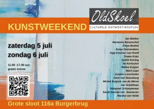 Kunstweekend OldSkoel in Burgerbrug flyer Kunstweekend Oldskoel 2025 liggend. Foto: Evelien Linschoten