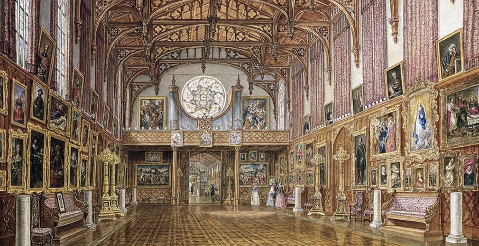 Interieur van de Gotische Zaal in 1846, getekend door Augustus Wijnantz. Bron:  Wikipedia .