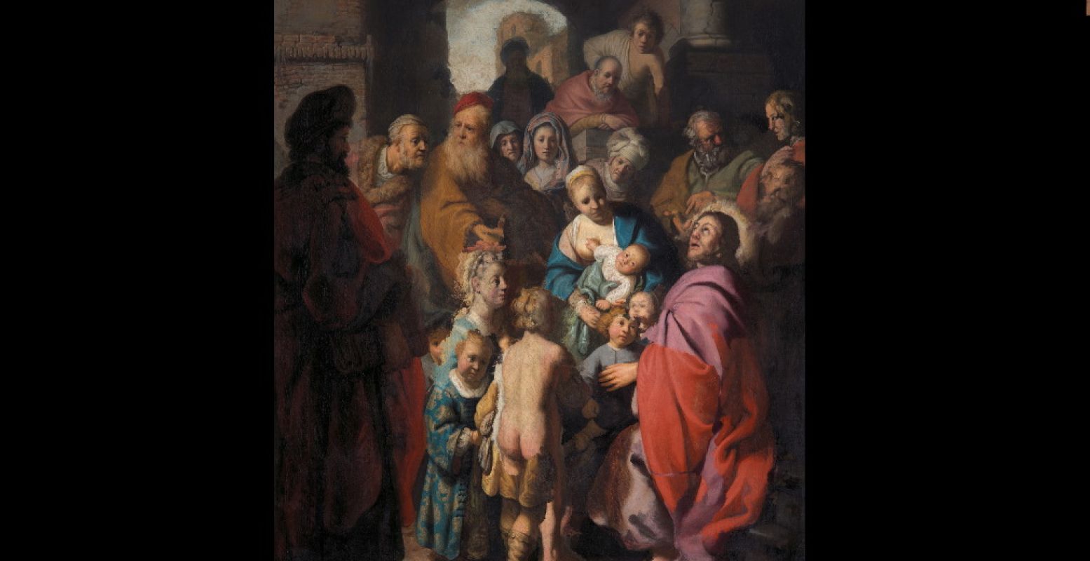  Laat de kindertjes tot mij komen  ca. 1627-1628. Rembrandt. Jan Six Fine Art, Amsterdam. Foto: Museum De Lakenhal