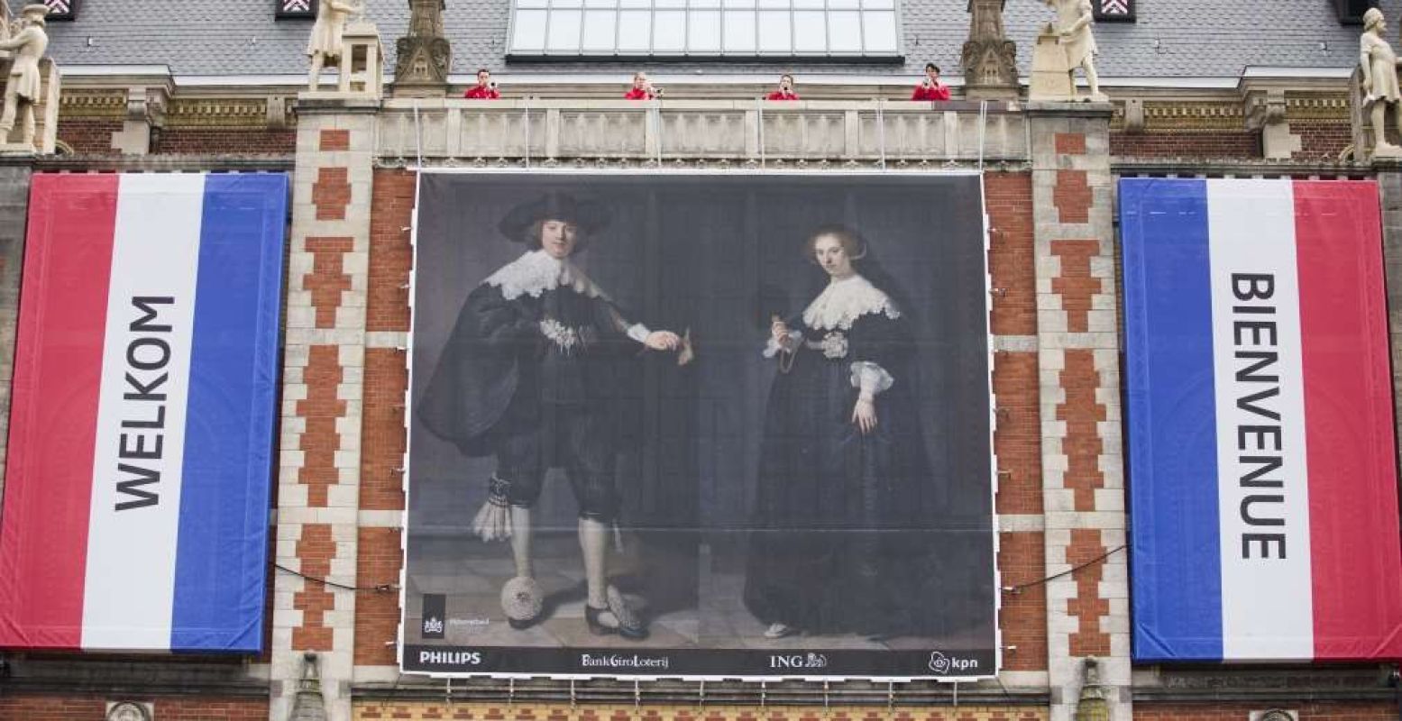 Trompetters heten Marten en Oopjen welkom in het museum. Copyright: Rijksmuseum, foto: Sander Stoepker
