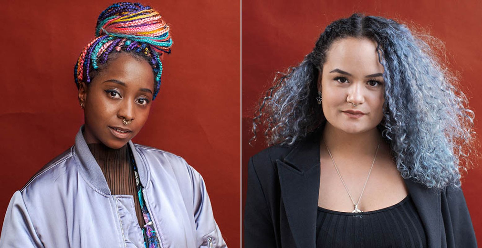 Links: L'eta met haar kleurrijke vlechtjes. Rechts: Jazzmin heeft grijze krullen. Foto's: Sharon Jane.