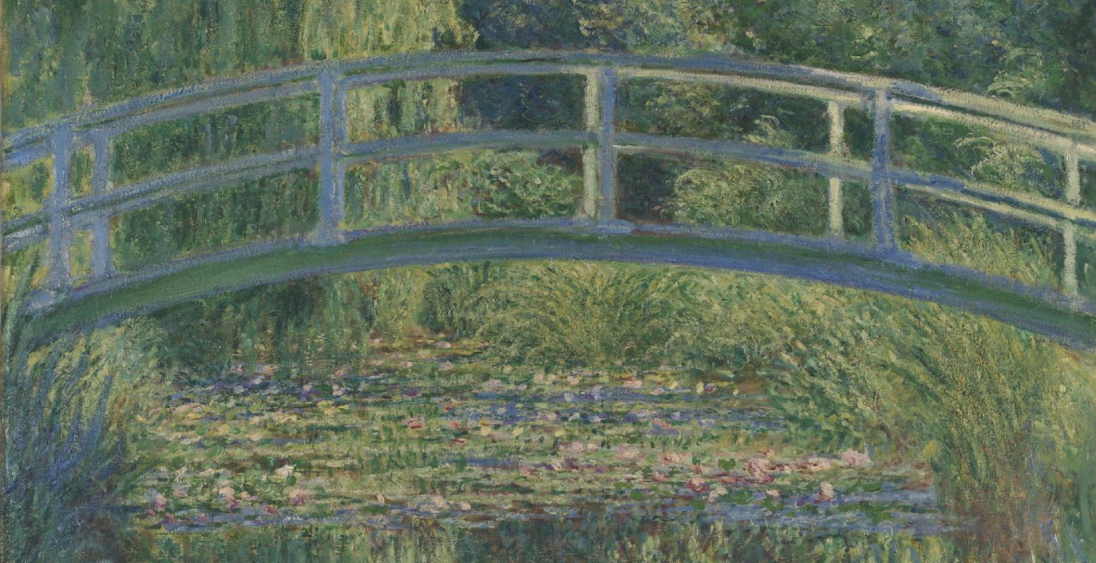 Claude Monet (1840-1926), De Waterlelievijver, 1899, Olieverf op doek, 88,3 x 93,1 cm, National Gallery Londen. (bijgesneden) Foto: Kunstmuseum Den Haag