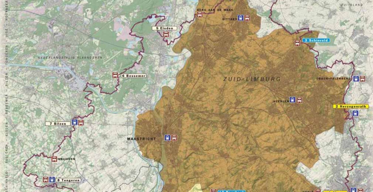 Een deel van de kaart van 'Een wandeling rondom Zuid-Limburg'. Foto: Wandelroute van het Jaar 2018.