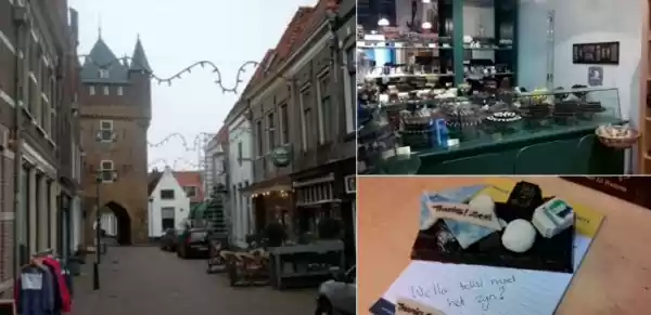 Hattems trots: handgemaakte chocolaatjes Onder de Dijkpoort vind je Bonbon Atelier A3, met altijd een rijkversierde etalage. Foto: DagjeWeg.NL