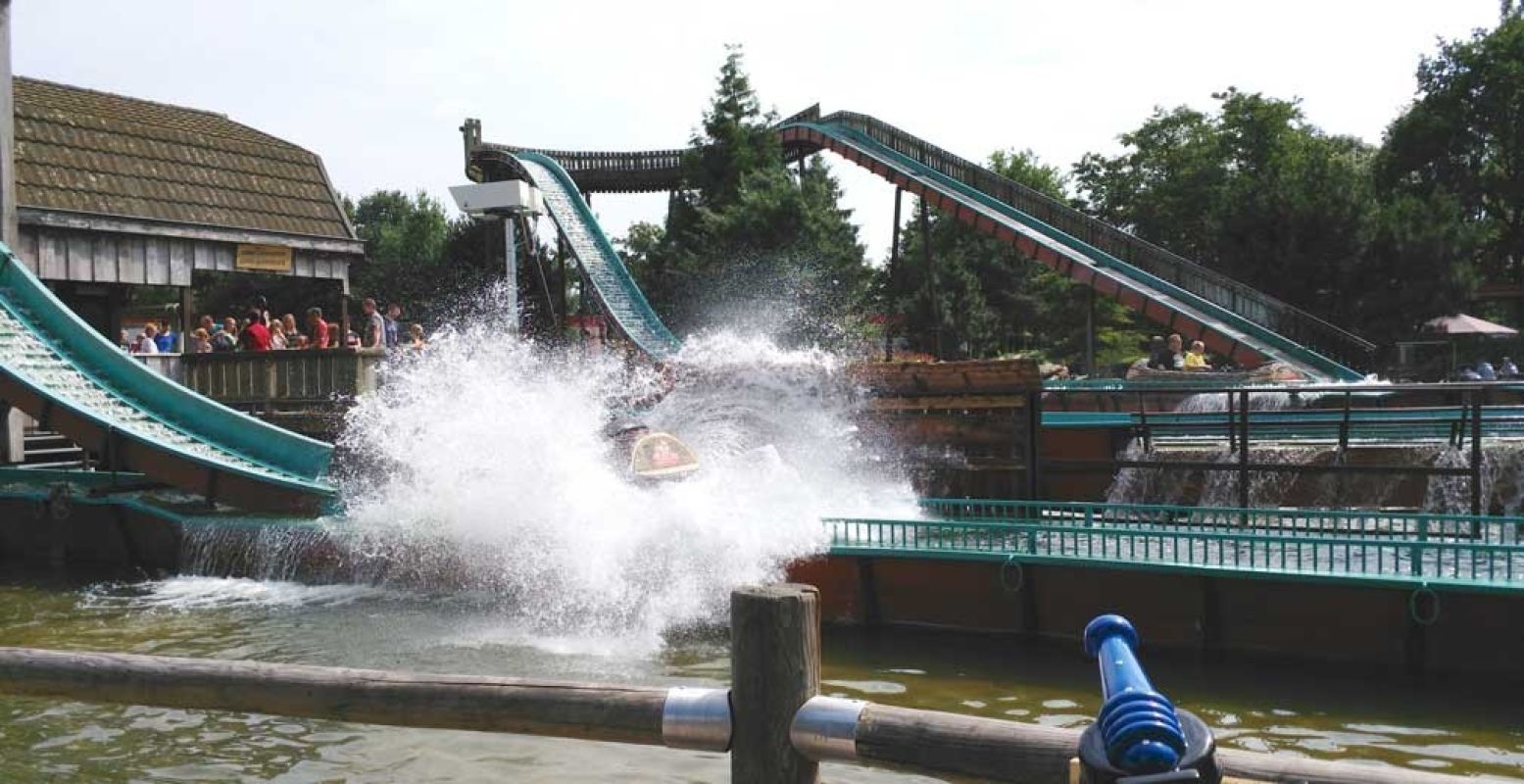 Plons met een boomstam in het water! Foto: DagjeWeg.NL.