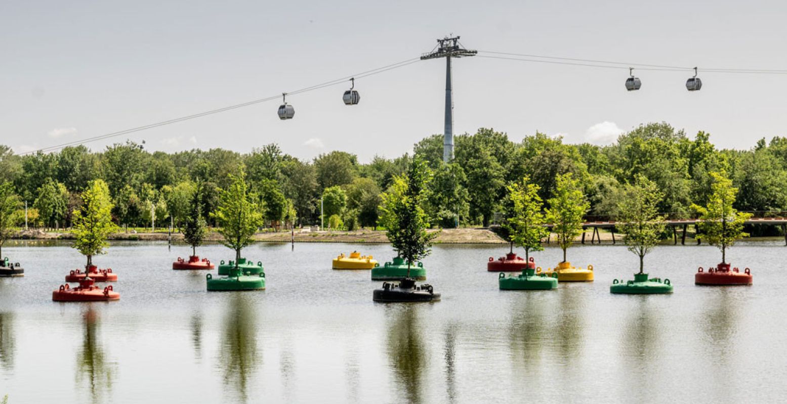 Bekijk ook het Bobbing Forest, bomen die groeien op het water. Foto: © Floriade Expo 2022