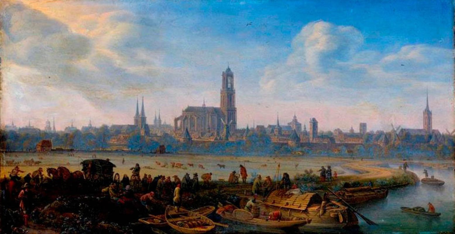 Foto: Herman Saftleven, Gezicht op de stad Utrecht (ca. 1664). Olieverf op koper. GemÃ¤ldegalerie Alte Meister, Staatliche Kunstsammlungen Dresden.