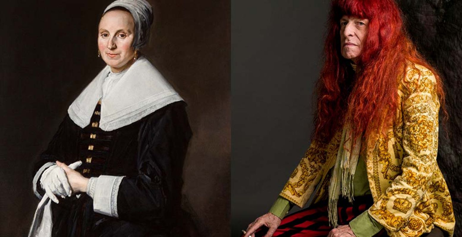Links: Portret van een dame met handschoenen, Frans Hals, c. 1645:50. Frans Hals Museum, Haarlem. Foto: Arend Velsink. Rechts: Armand, Amsterdam 2015, Koos Breukel.