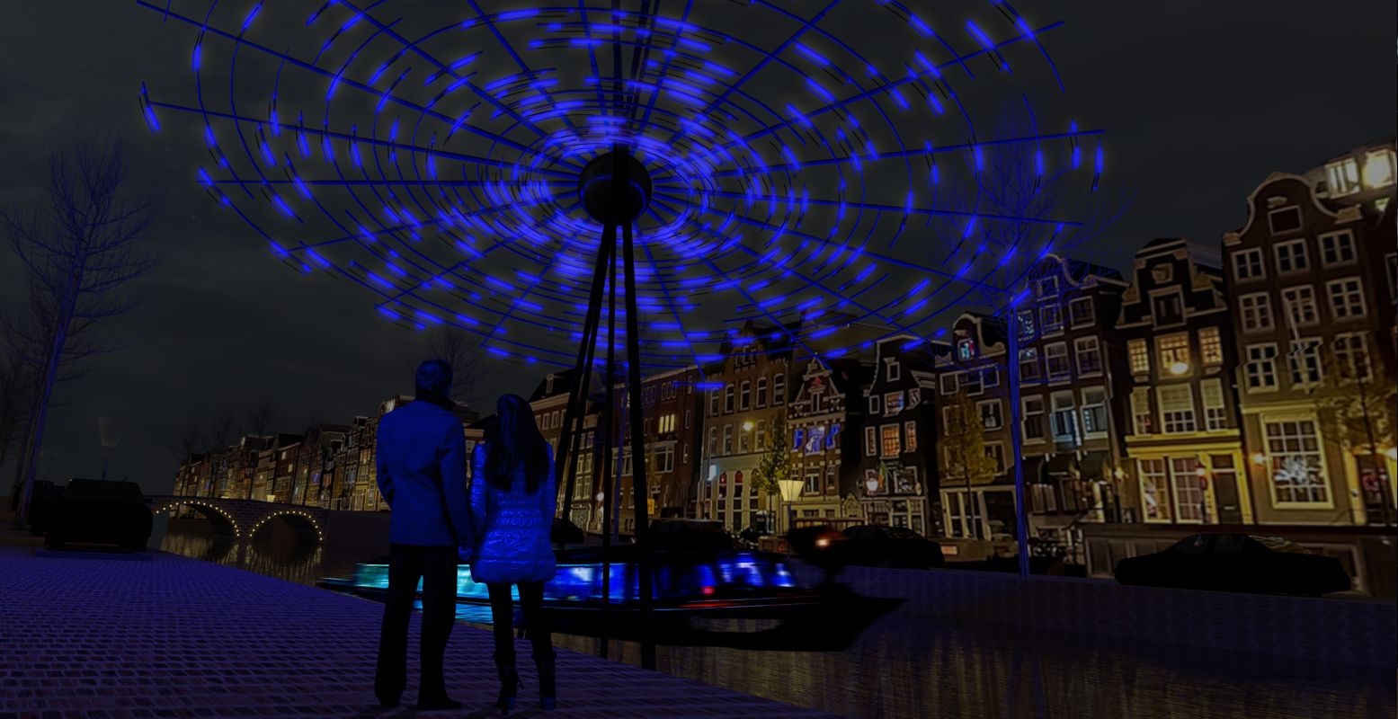 Error, Vendel & De Wolf (artist impression). Ontdek alle tot de verbeelding sprekende lichtinstallaties. Foto: Amsterdam Light Festival