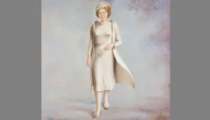 Bewonder beroemde portretten van Beatrix Herman Gordijn, Beatrix, Koningin der Nederlanden (1982), olieverf op doek. Foto: Collectie Rijksdienst voor het Cultureel Erfgoed.