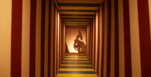 Voel je Alice in Wonderland in dit surrealistische doolhof Elke ruimte is anders in Doloris' Meta Maze. Foto: Karmanoia