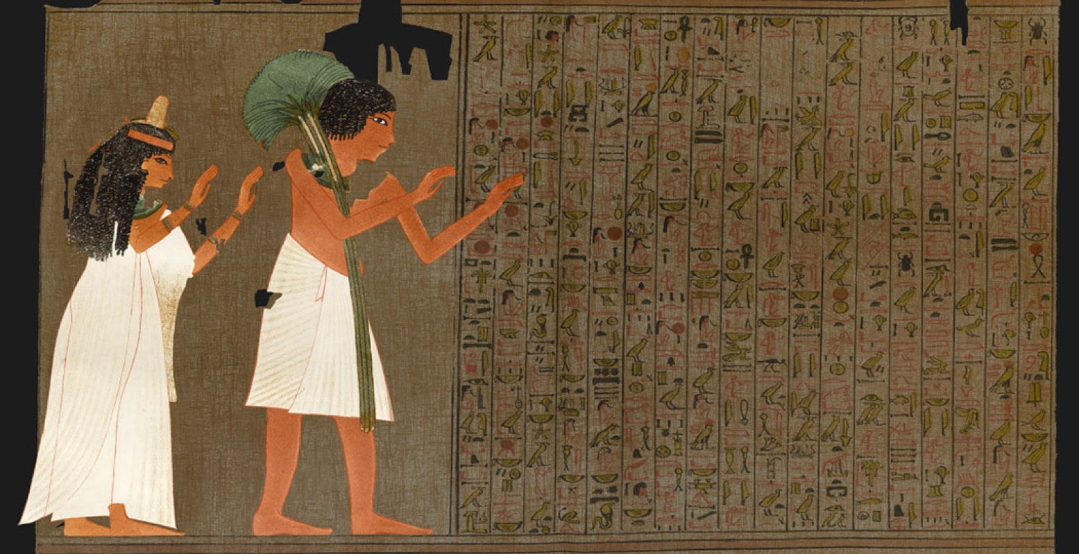 De replica van het tweede vel van de papyrus, gescand voor de animaties uit de boeken met lithografieën. Foto: Rijksmuseum van Oudheden
