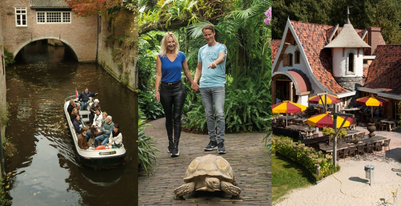 Welk uitstapje was in 2024 het meest populair op DagjeWeg.NL? Foto (van links naar rechts): Kring Vrienden van 's Hertogenbosch © Studio Van Elten 's-Hertogenbosch, Pantropica, Hans & Grietje Pannenkoekenhuis en Speelpark Welk uitstapje was in 2024 het meest populair op DagjeWeg.NL? Foto (van links naar rechts): Kring Vrienden van 's Hertogenbosch © Studio Van Elten 's-Hertogenbosch, Pantropica, Hans & Grietje Pannenkoekenhuis en Speelpark