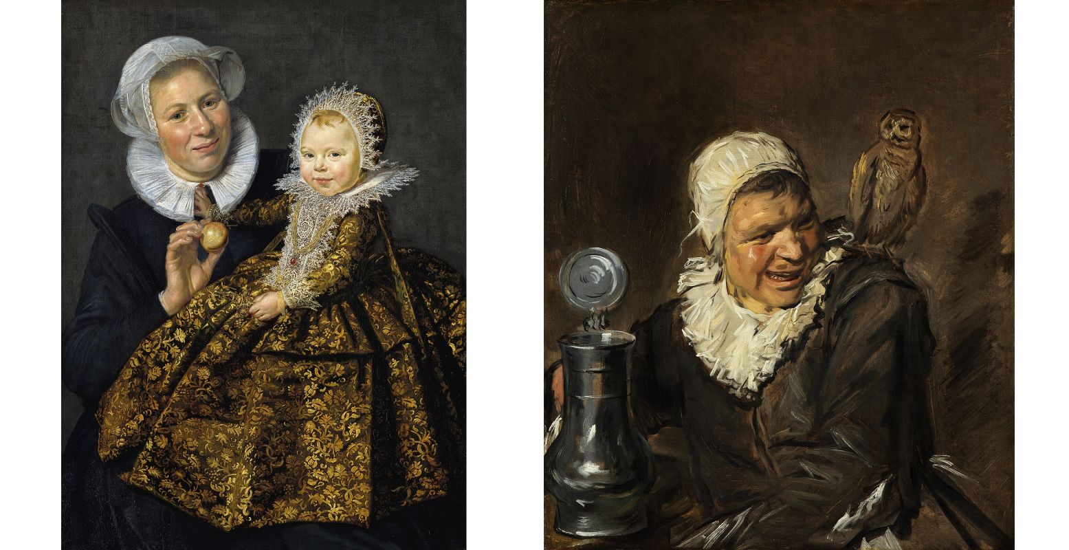 Met zoveel werken bij elkaar zie je goed hoe de stijl van Frans Hals veranderde. Links zijn Catharina Hooft met haar min (ca. 1619). Rechts Malle Babbe (ca. 1640). Foto's: Gemäldegalerie, Berlin