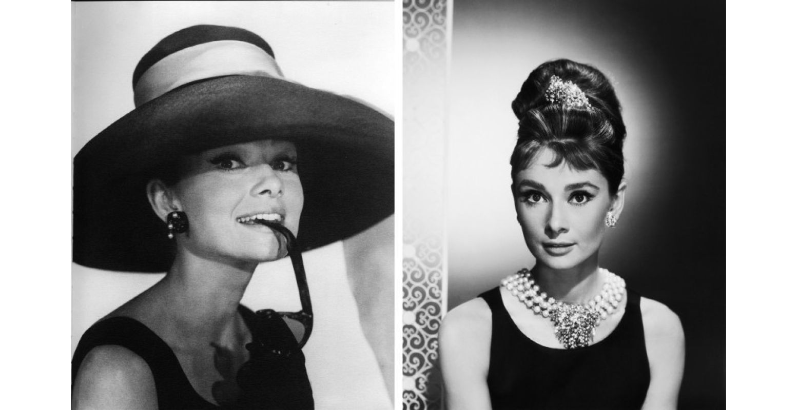 Audrey Hepburn in Breakfast at Tiffany's. Foto links: Donaldson Collection/Getty Images. Foto rechts: George Rinhart/Getty Images.