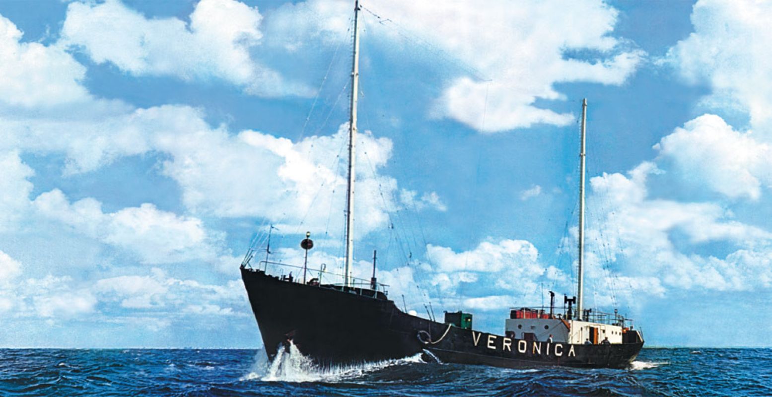 Het schip waarop Radio Veronica dagelijks uitzond.