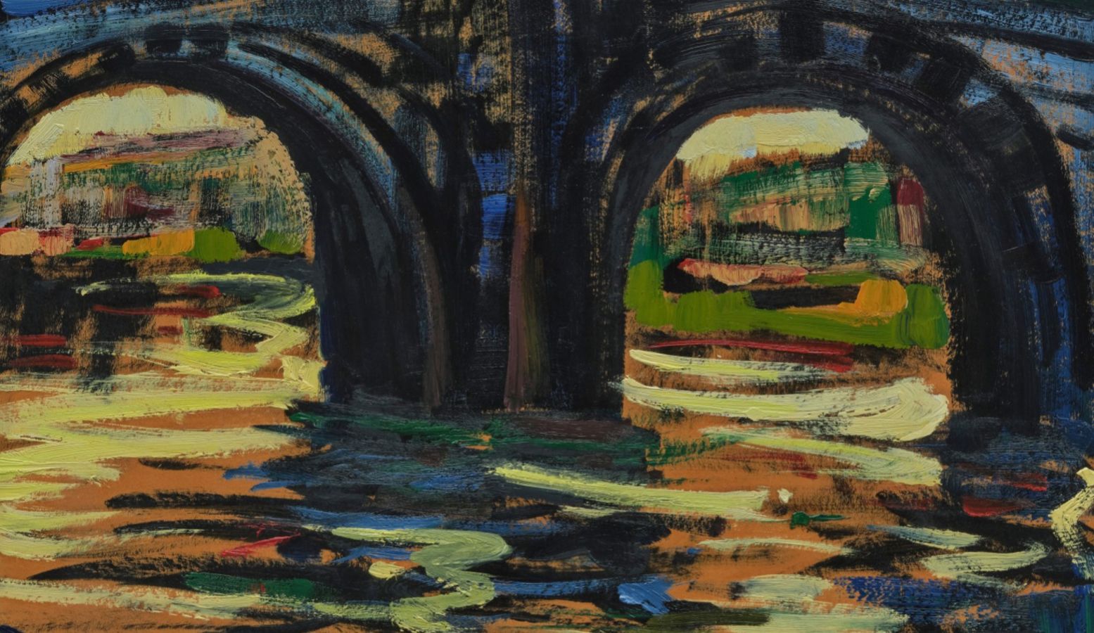 Het licht danst op de golven.
Detail van Peter van den Braken, Brug te Parijs, 1924, olieverf op karton, collectie Jos Louwers. Foto: Museum De Wieger © Harrie Jegerings Het licht danst op de golven.
Detail van Peter van den Braken, Brug te Parijs, 1924, olieverf op karton, collectie Jos Louwers. Foto: Museum De Wieger © Harrie Jegerings