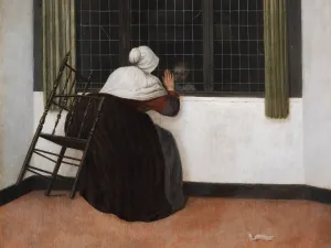 Expositie Vrel, Voorloper van Vermeer Jacobus Vrel, Vrouw op een stoel, met een kind achter het raam, na 1656. © Parijs, Fondation CustodiFoto geüpload door gebruiker.