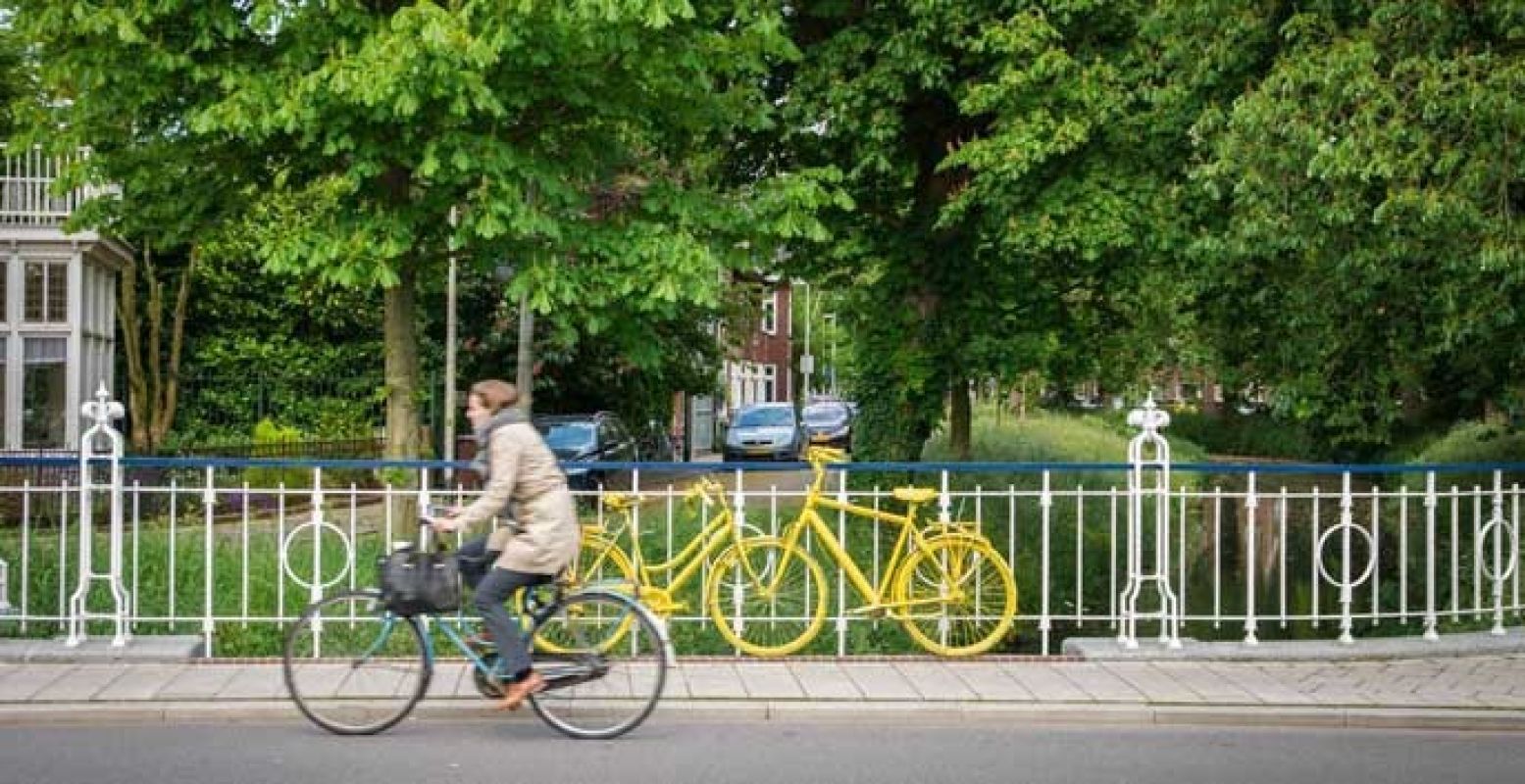 Utrecht staat in het teken van de Tour de France. Dat zie je wel aan al die gele fietsen! Foto: Tour de France Utrecht.