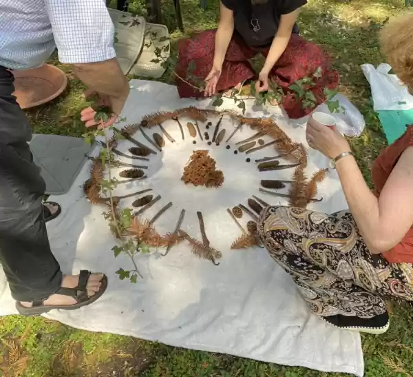 Workshop natuurmandala maken Samen een mandala maken. Foto: Paulien Frieling 